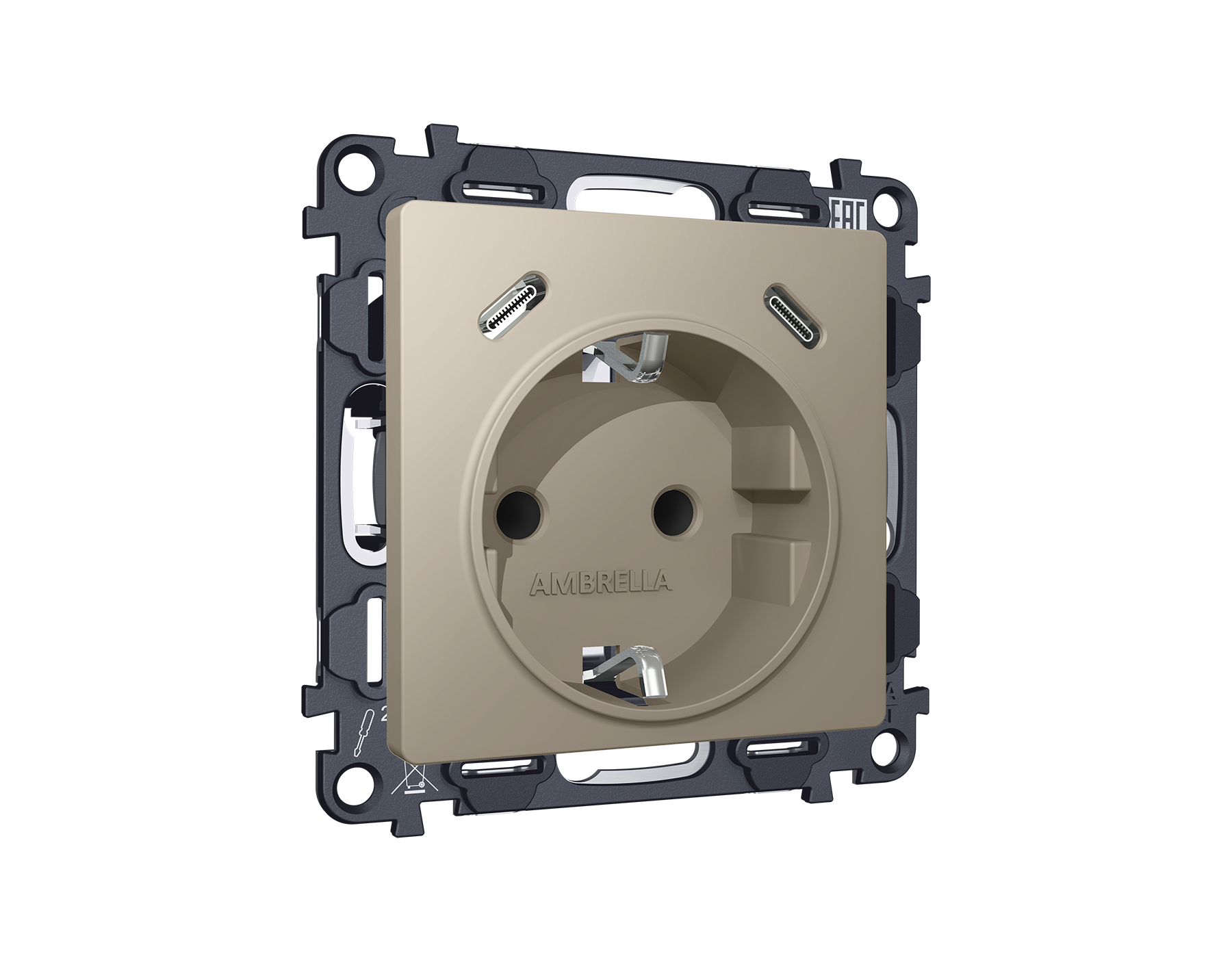 MA370510 Комплект механизма электрической розетки 2USB С+C 20W с/з на винтовых зажимах 16A-250V ALFA