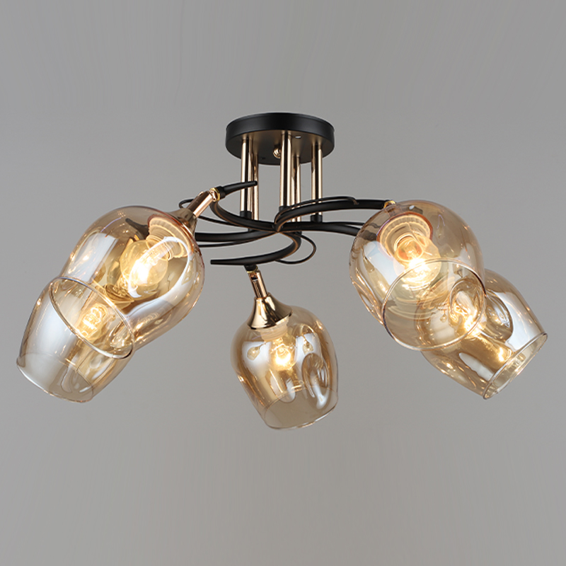 Люстра N5006/5 BK+FGD черный/золото 5х60W E27 d650 h240 п/м