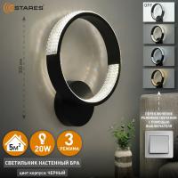 Управляемый светодиодный светильник, бра MISS 20W R-ON/OFF-300x250-BLACK/CLEAR-220-IP20