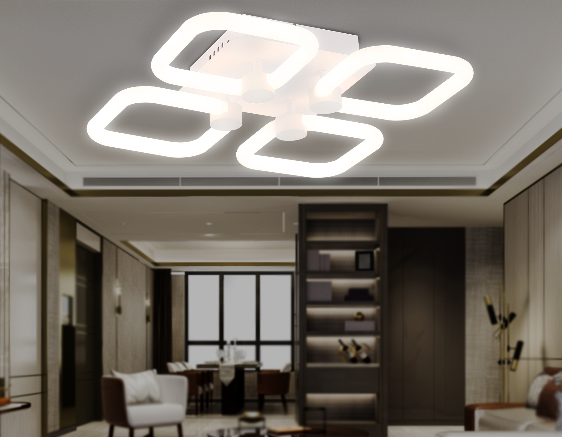 Светильник Ambrella FA3819/4 WH белый 3000K-6400K 67W 380*380*90 (ПДУ ИК)