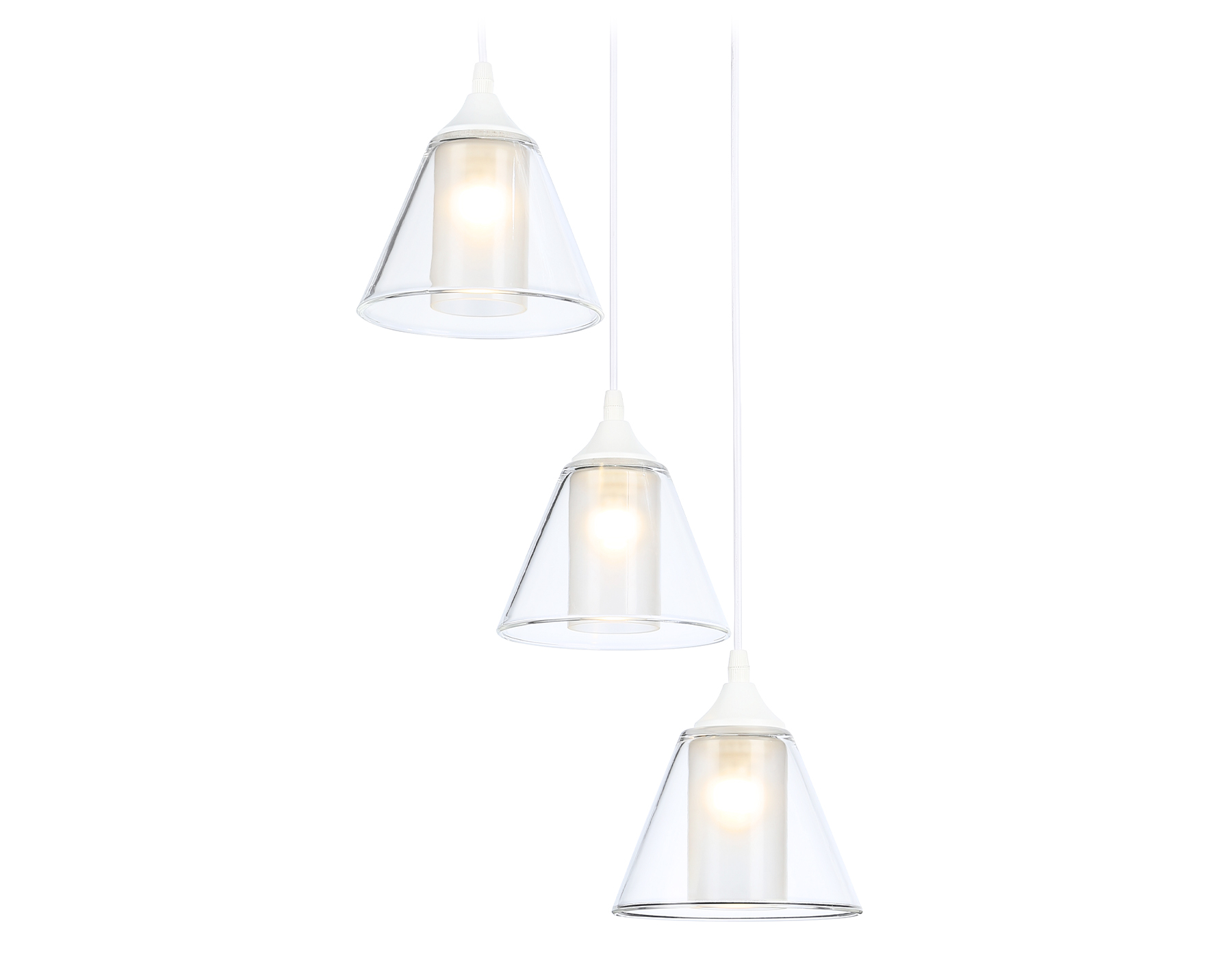 Светильник подвесной Ambrella TR3553/3 WH/CL/FR белый/прозрачный/белый матовый E27/3 max40W D340*800