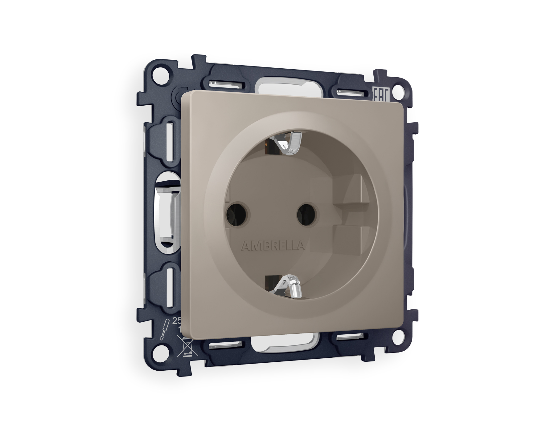 MA366010 Комплект механизма электр розетки ALFA Серо-бежев матовый с/з винт/заж QUANT (AP3660,VM141)