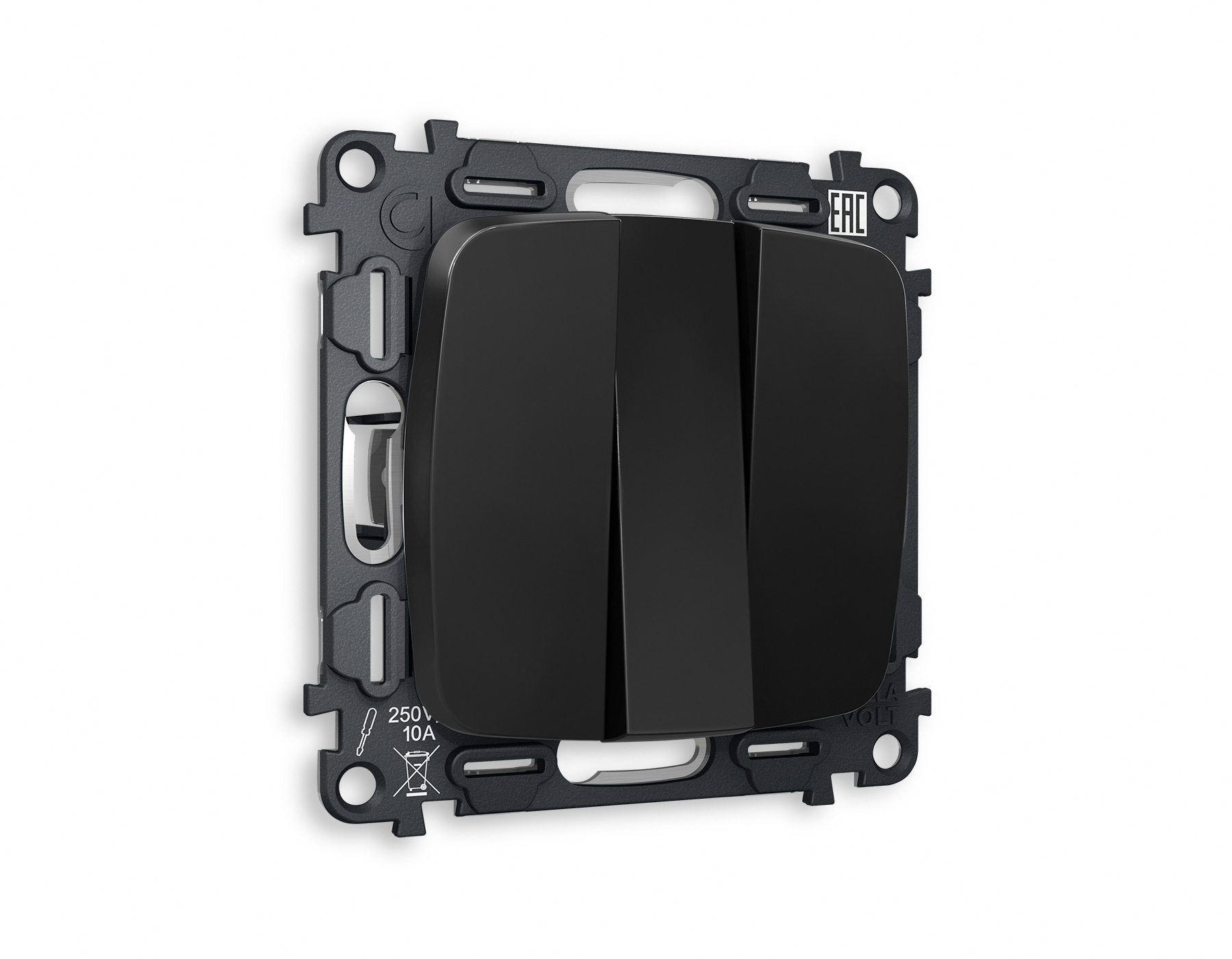 MO805010 Комплект механизма 3-кл выключателя OMEGA Черный матовый 10A-250V QUANT (OP8050, VM133)