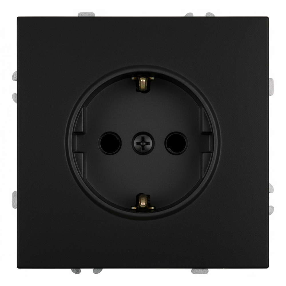 Розетка 1-местная с защитной шторкой с/з (механизм) 250В 16А серия Эмили RST16-5110-05 черный уголь