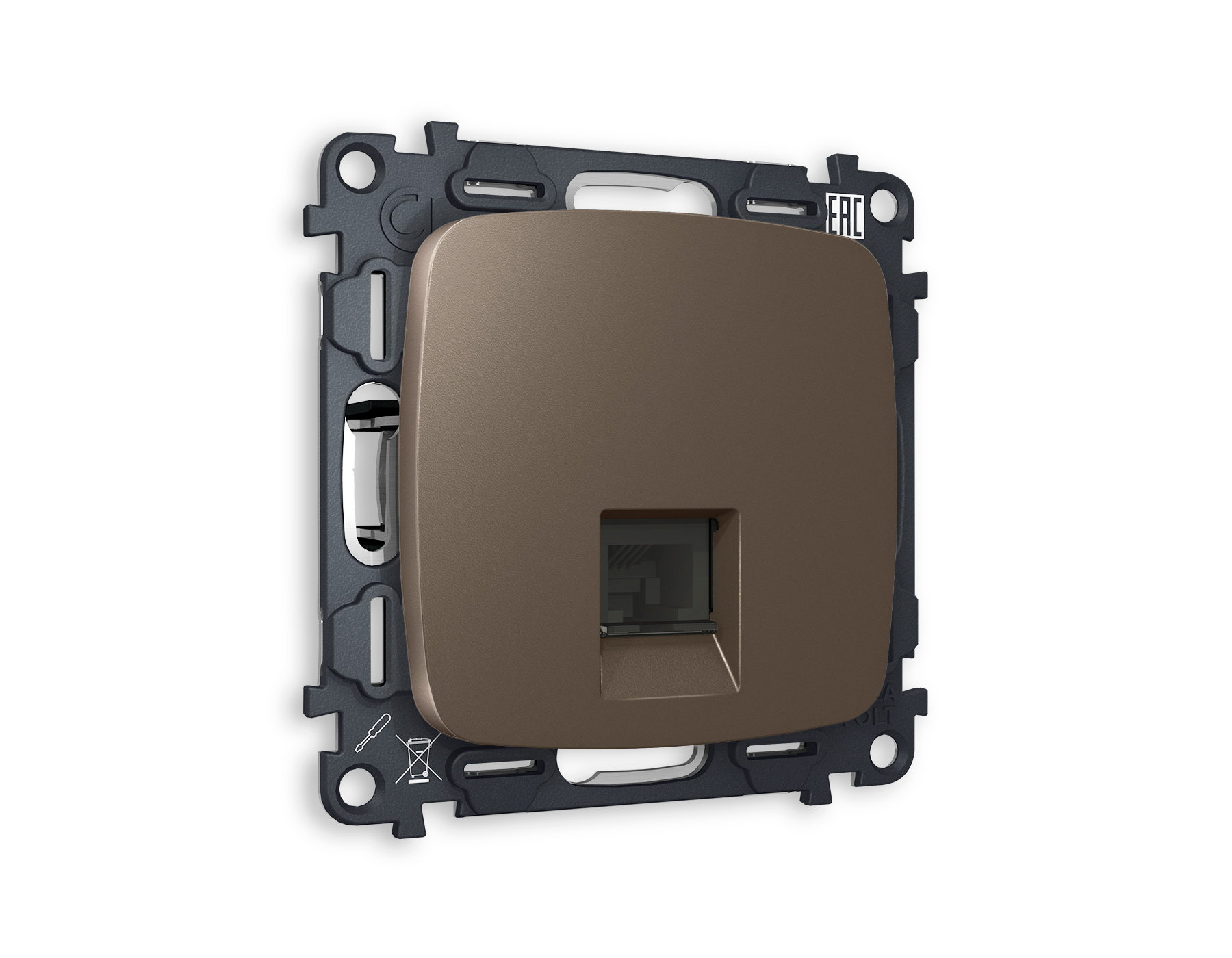 MO642010 Комплект механизма компьютер розетки OMEGA Тем/бронза матов RJ-45(8P8C) QUANT(OP6420,VM188)