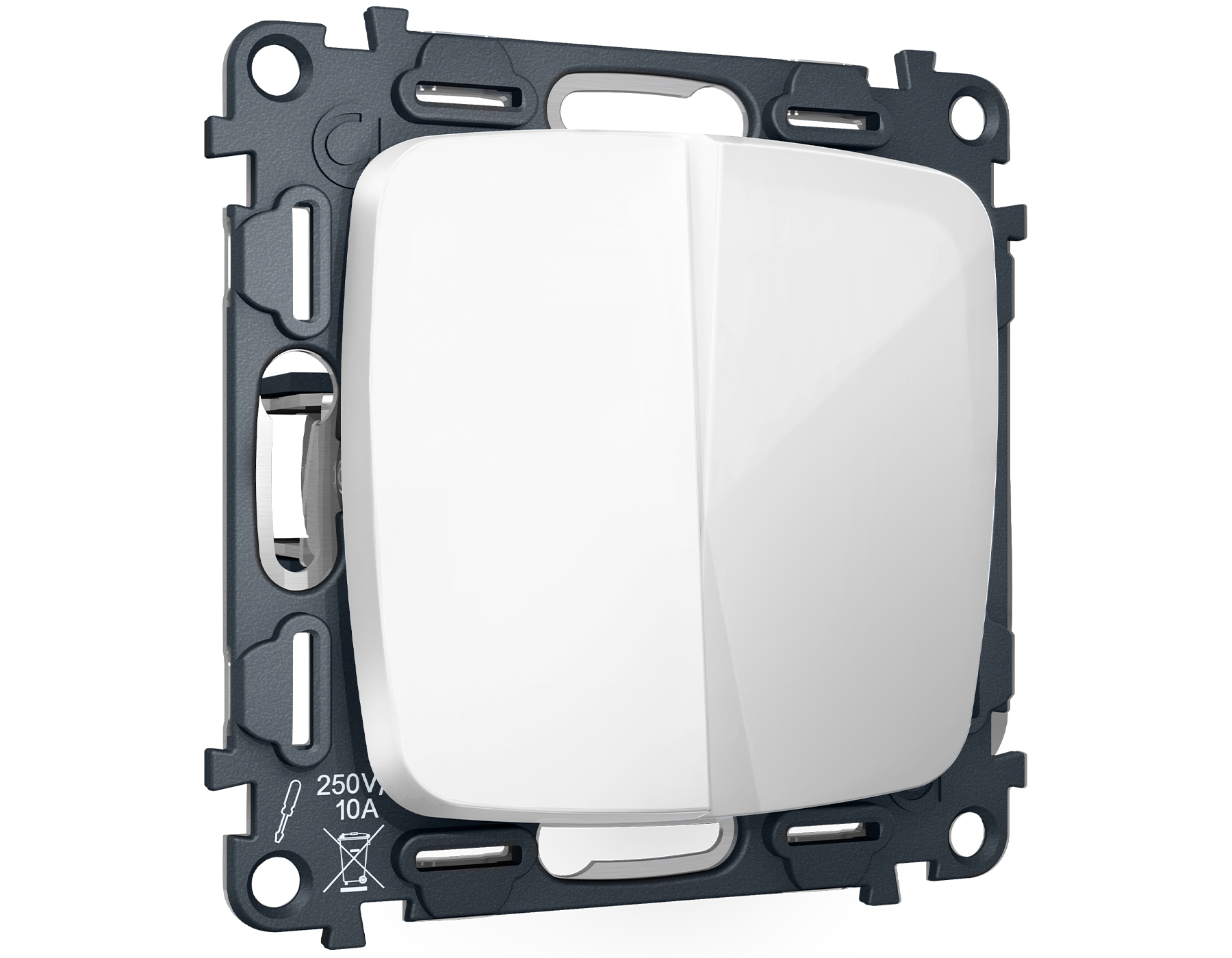 MO103020 Комплект механизма 2-кл проходного выключателя OMEGA Белый глянец QUANT (OP1030, VM120)