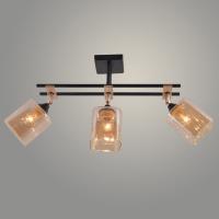 Люстра XA1642B/3 BK+FGD+WOOD черный/золото 3х60W E27 d600 h330, HN25