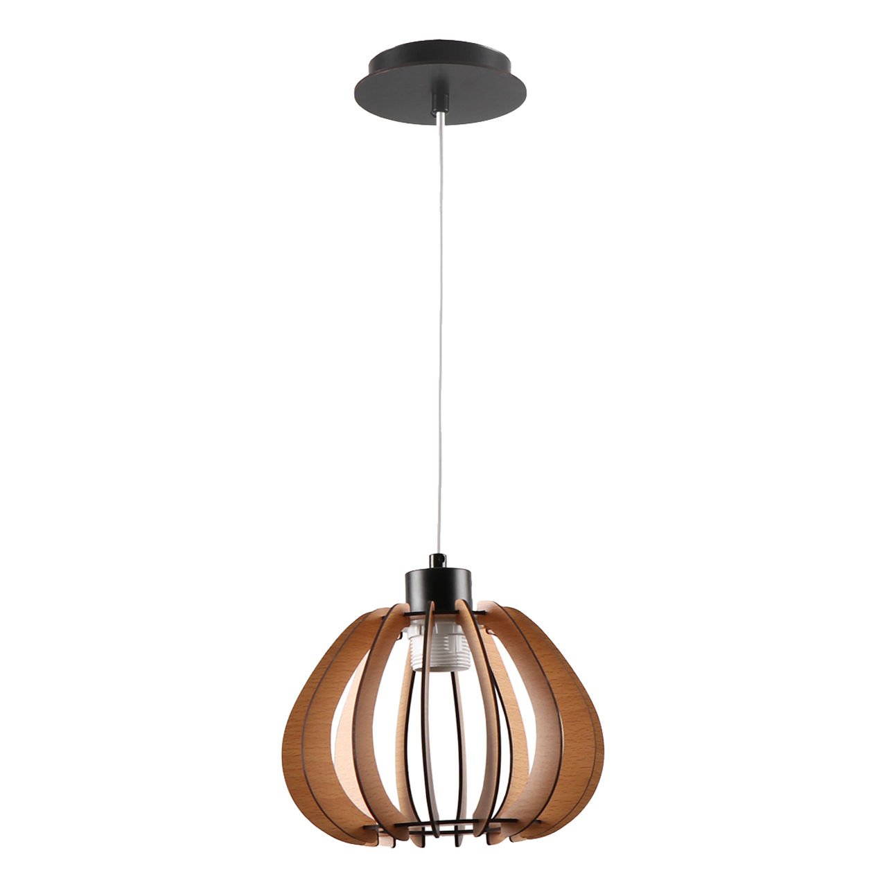 Люстра подвесная Е27 1*60Вт MD.9012-1-P-BK+WOOD