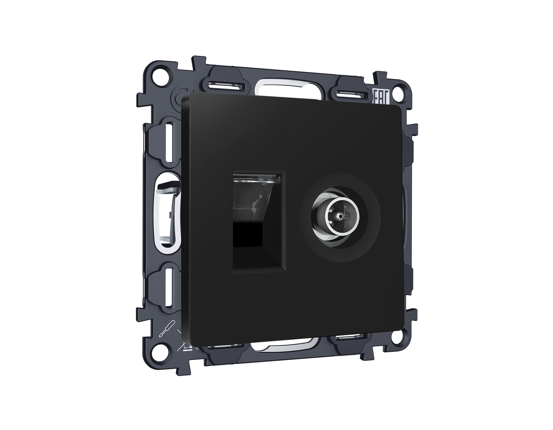 MA812510 Комплект механизма розетки компьютерной + TV оконечной RJ-45 с автоматической защитной штор