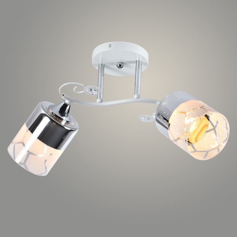 Люстра XA1290/2 WH+CR белый/хром 2х60W E27 d450 h250, HN21