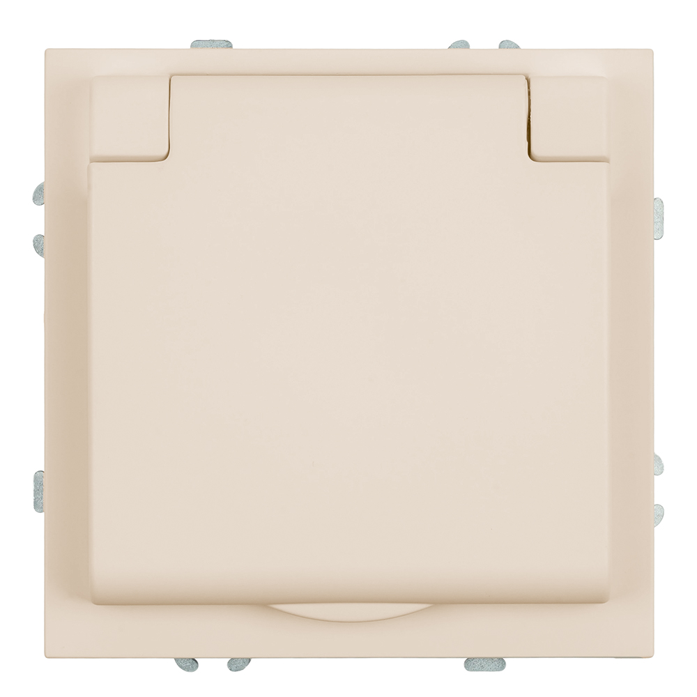 Розетка 1-местная с крышкой с защ. штор с/з, 250В, 16А, серия Эмили, RST16-5112-08, кашемир