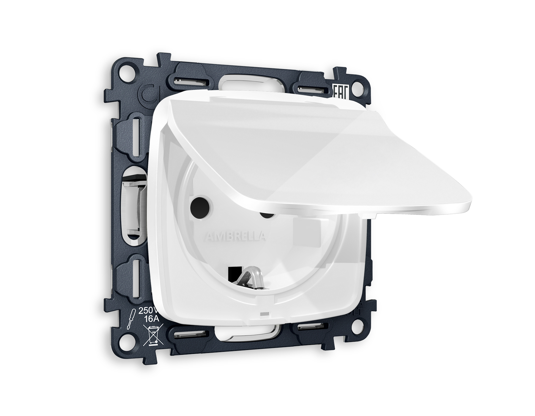 MO108010 Комплект механизма электр розетки OMEGA Белый глянец с/з штор/крыш IP44 QUANT(OP1080,VM141)