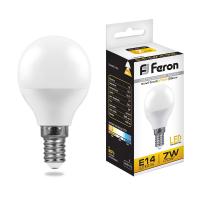 Лампа светодиодная FERON LB-95 16LED/7W 230V E14 2700K G45 (10/100)
