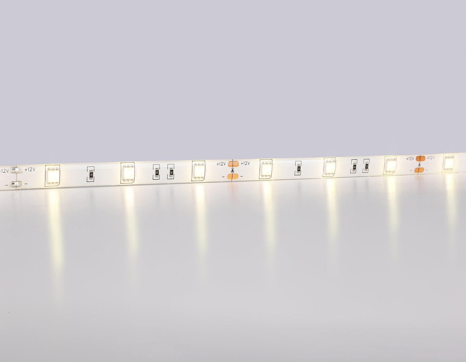 Светодиодная лента AMBRELLA GS1901 5050 30Led/ 7.2W m/ 12V IP65 3000K/ 5000*10*2.87mm (2 конт.)