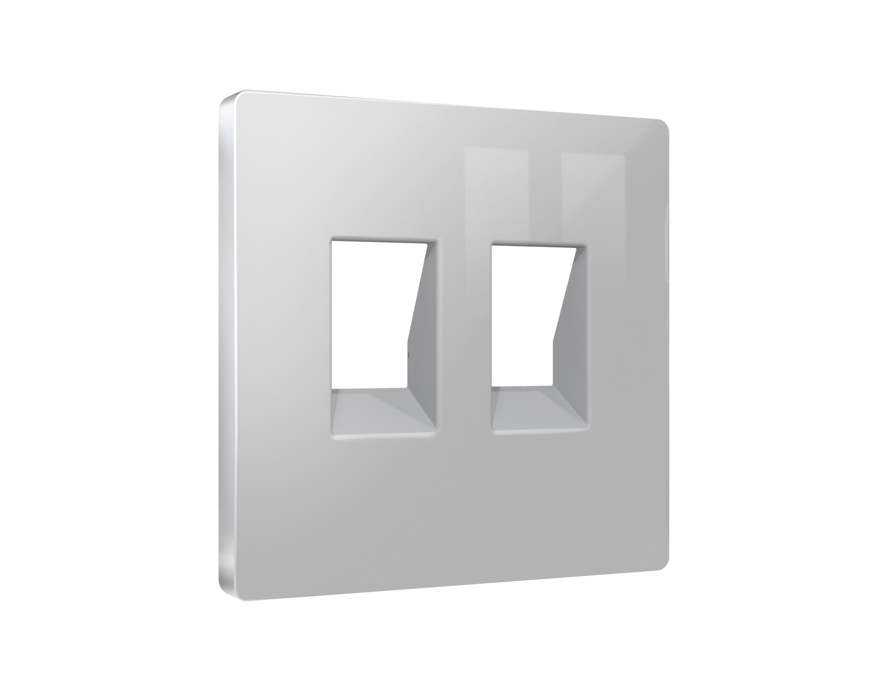 AP4121 Лицевая панель ALFA (Серебро глянец) для компьютерной/телефонной двойной розетки RJ-45/RJ-11 