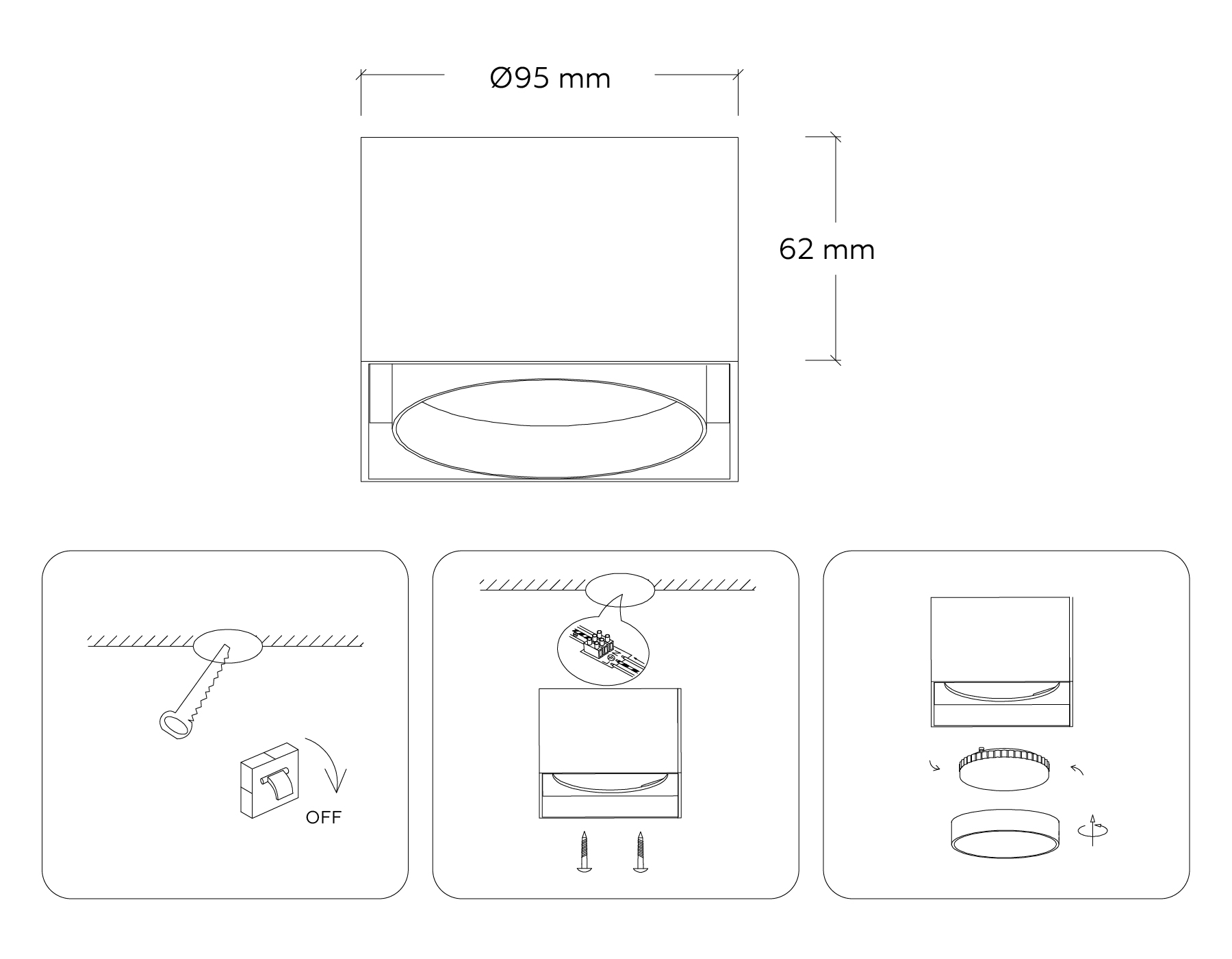 Светильник накладной AMBRELLA TN70866 BK черный GX53 max 12W 95*95*62 