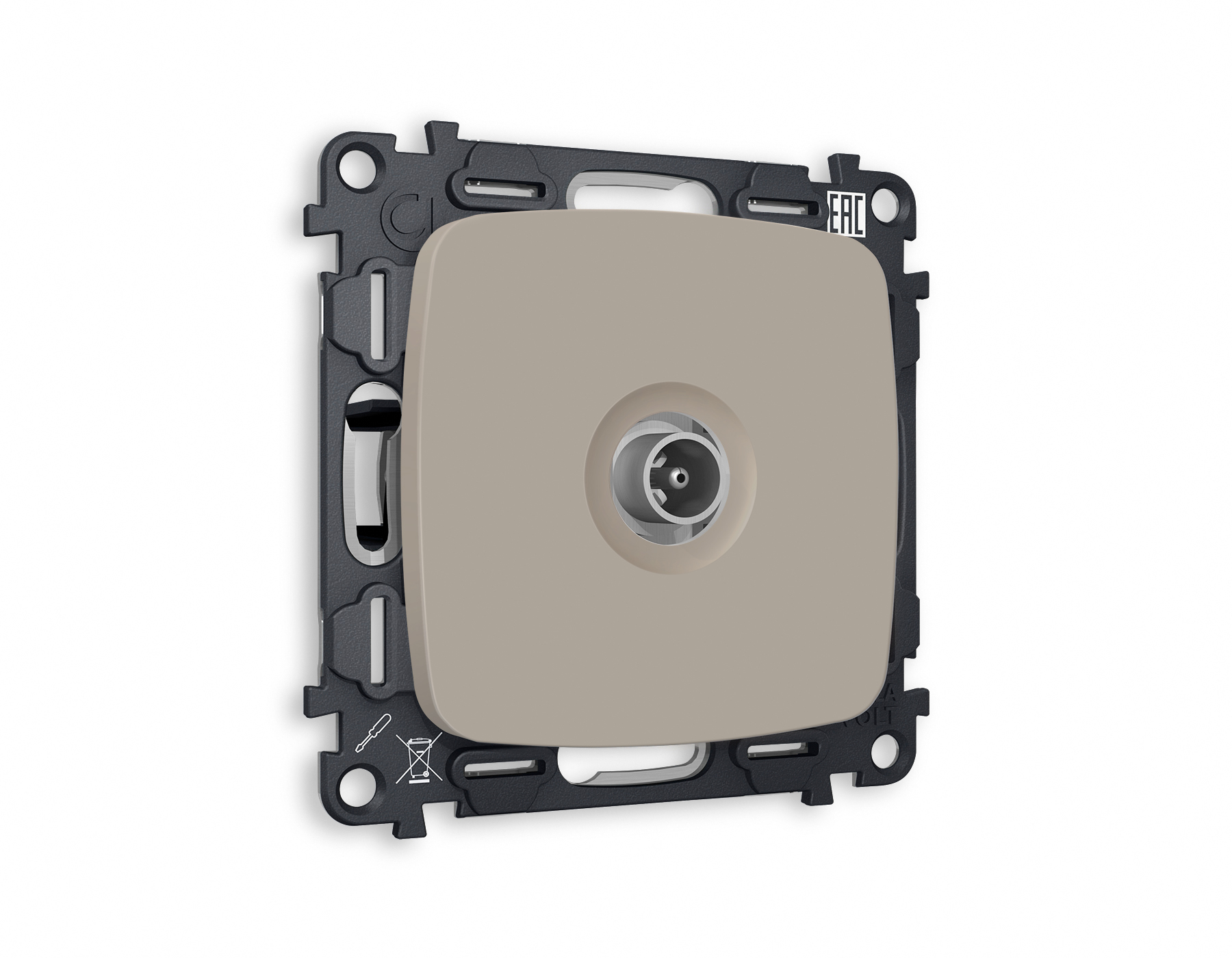 MO373030 Комплект механизма TV розетки прох OMEGA Серо-беж матов 5-1000 MHz 4dB QUANT(OP3730,VM211)