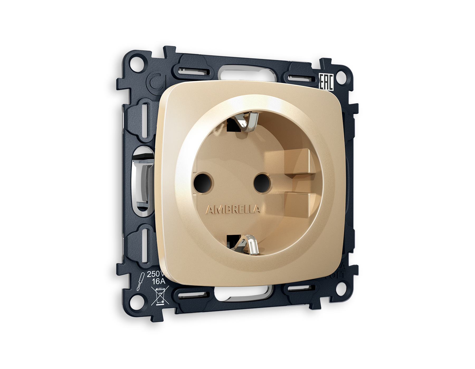 MO607010 Комплект механизма электрической розетки OMEGA Шампань с/з с шторками QUANT (OP6070, VM141)