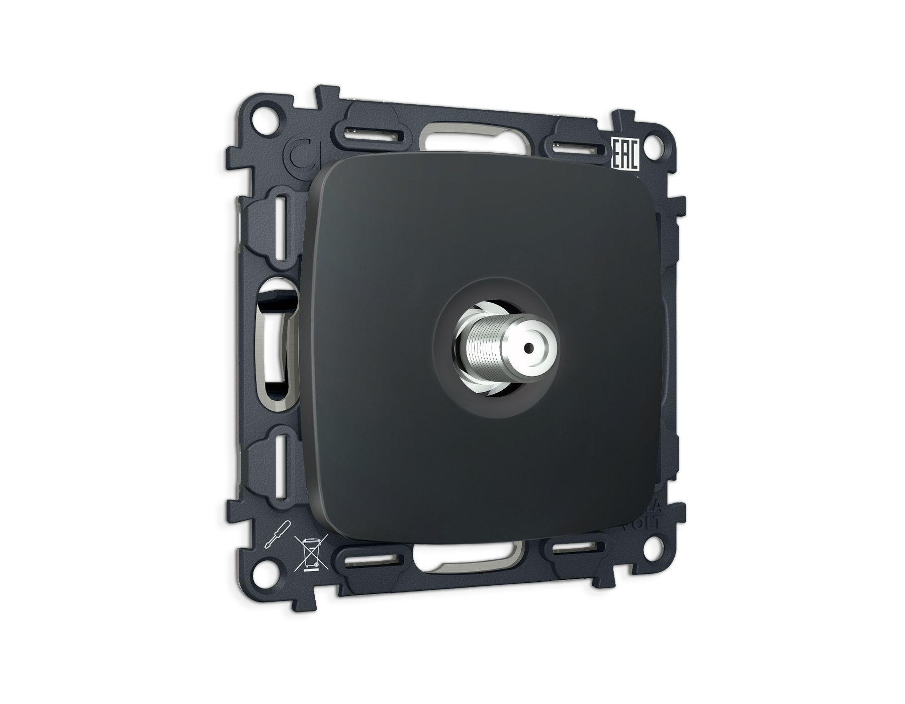 MO913050 Комплект механизма TV розетки SAT 5-2400MHz 3.5dB OMEGA Графит Мягкое касание QUANT (OP9130