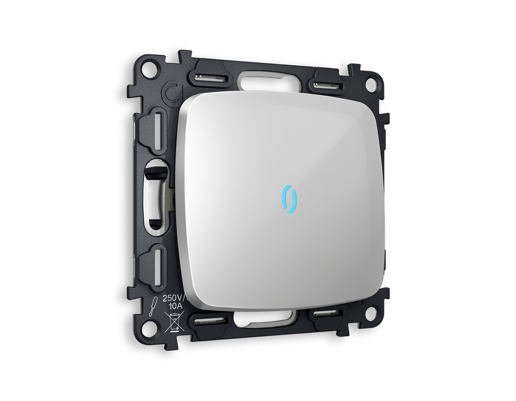 MO402040 Комплект механизма 1-кл прох.выкл подсв10000K OMEGA Серебро глянец QUANT(OP4020,VM105,G29B)