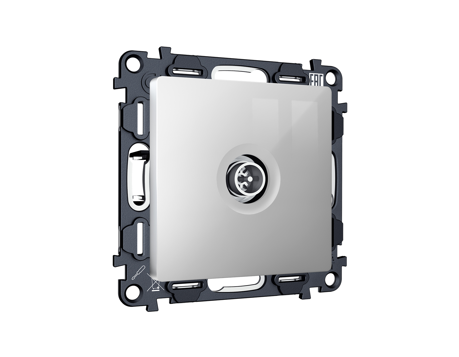 MA413005 Комплект механизм TV розетки оконечной экранированной 5-1000MHz 3dB ALFA Серебро глянец QUA