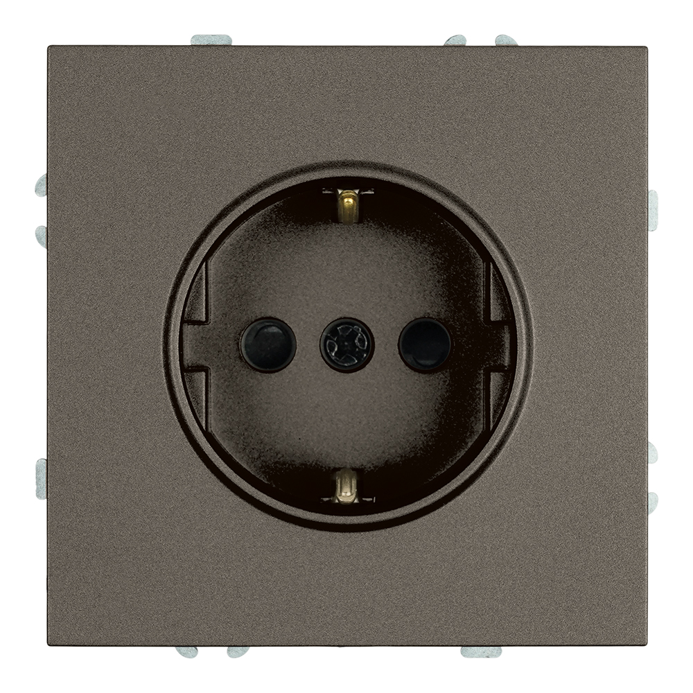 Розетка 1-местная с защитной шторкой с/з (механизм), 250В, 16А, серия Эмили, RST16-5110-09, антрацит