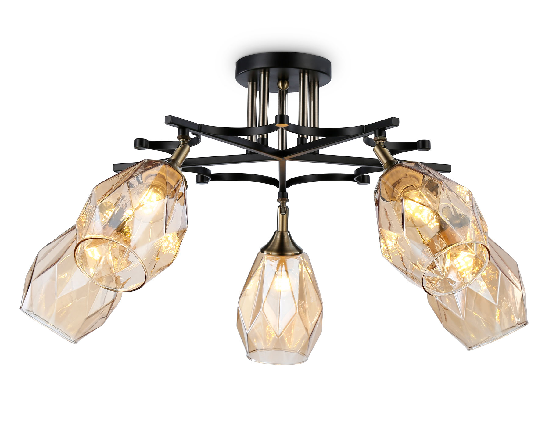 Светильник подвесной Ambrella TR303035/5 SB/BK/TI бронза/черный/янтарь E27/5 max 40W D730*280