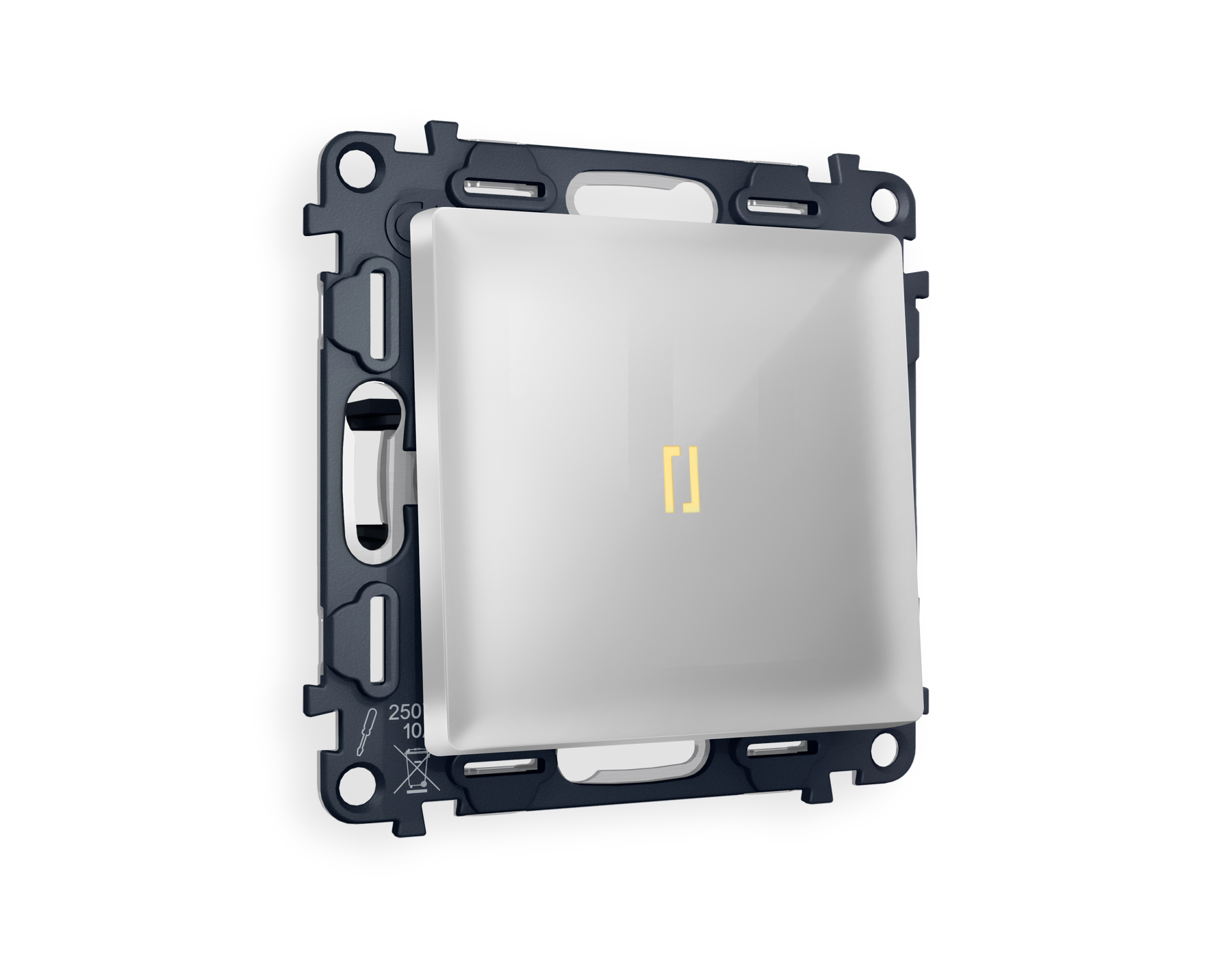 MA402010 Комплект механизма 1-кл выкл с подсв 3200K ALFA Серебро глянец QUANT (AP4020,VM101,G11Y)