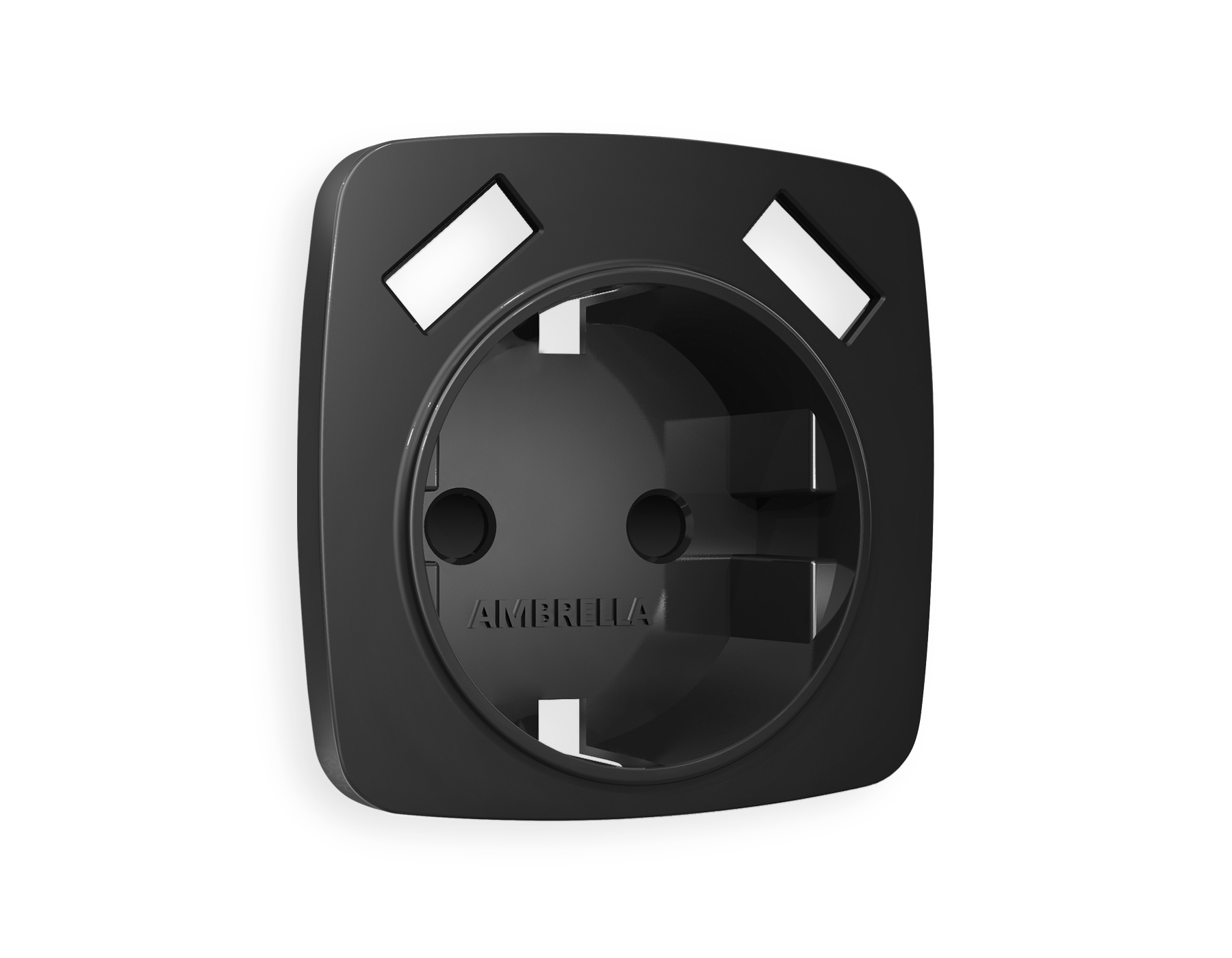 OP8090 Лицевая панель OMEGA (Черный матовый) для электрической розетки с/з со шторками 2USB A+A QUAN