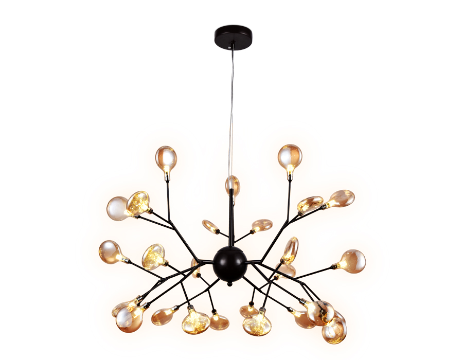 Люстра подвесная Ambrella TR3013/27 DCF/TI темный кофе/янтарь G4/27 max 20W D750*650