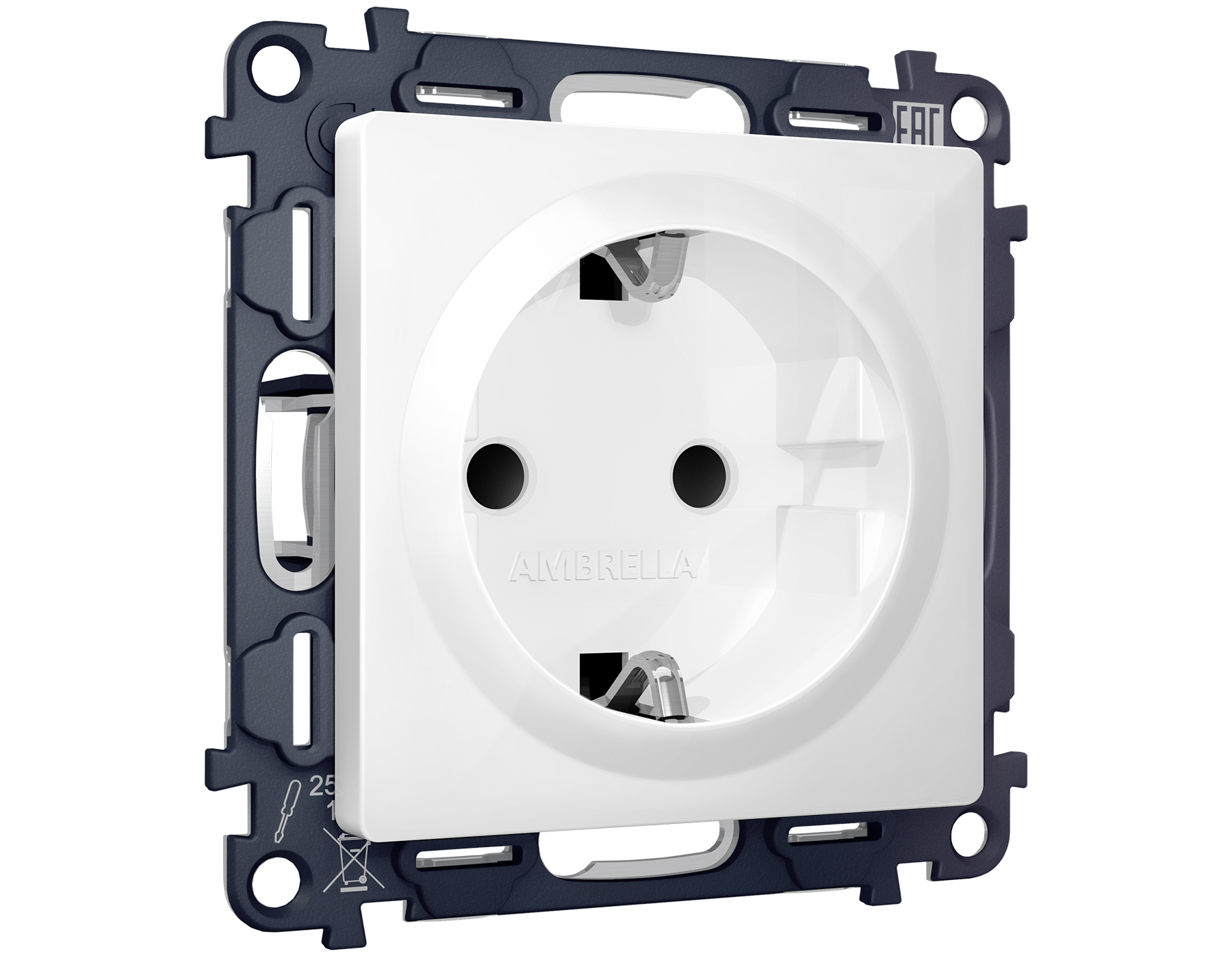 MA107010 Комплект механизма электр розетки ALFA Белый глянец с/з с шторками QUANT (AP1070,VM141)