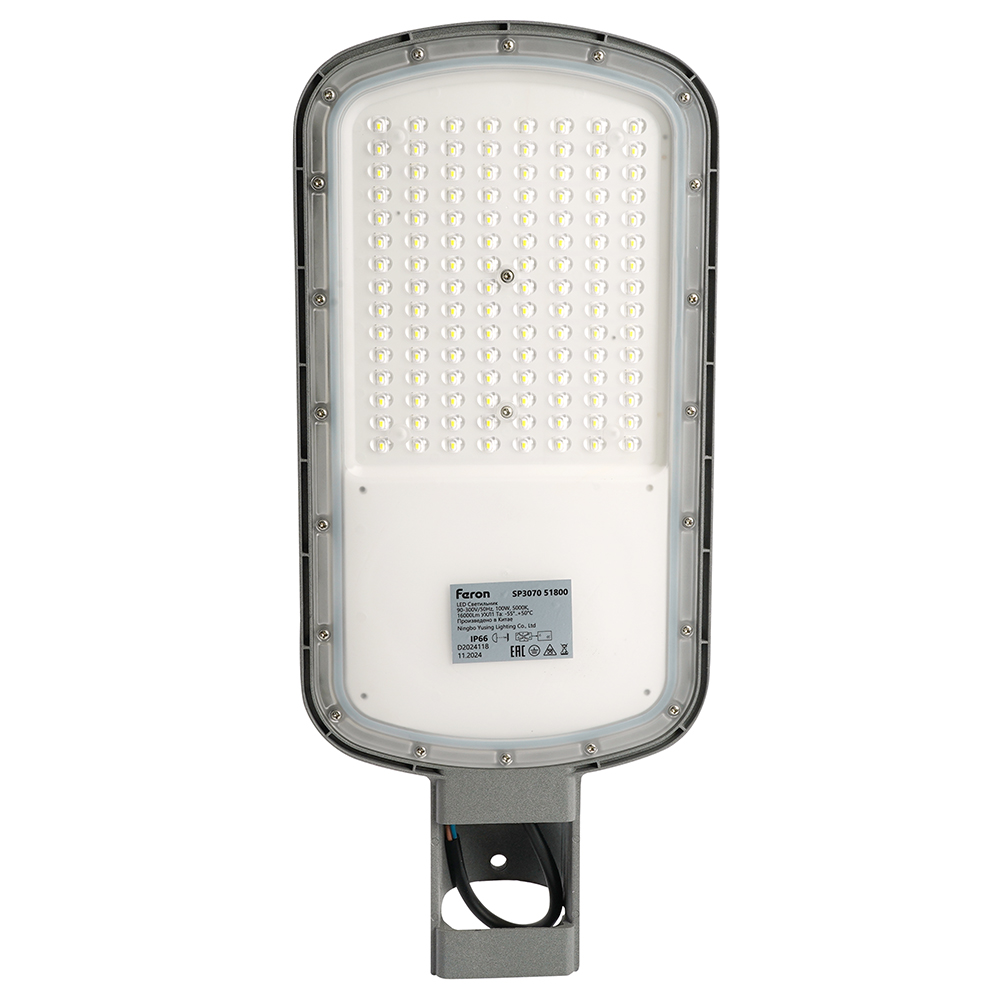 Уличный светодиодный светильник FERON SP3070 100W 5000K  AC90-300V/ 50Hz цвет серый (IP66)