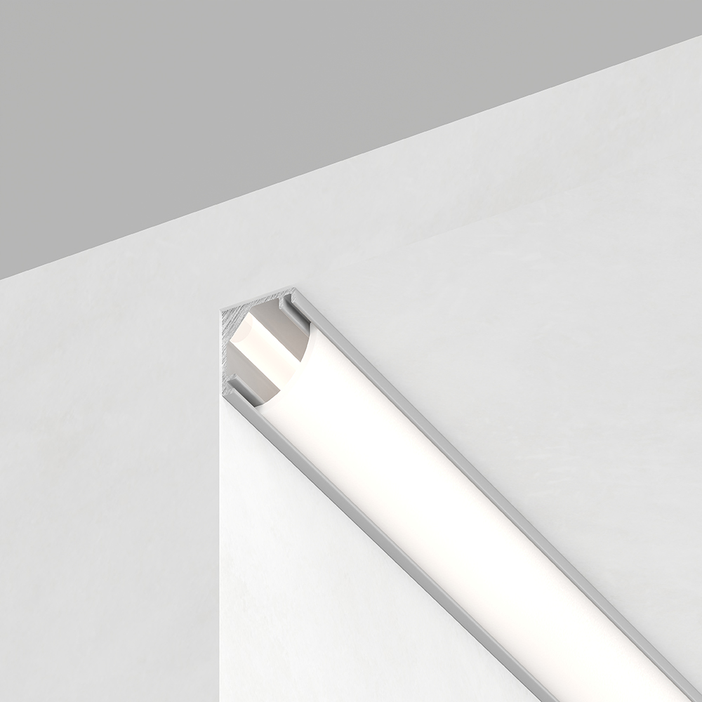 Профиль накладной CAB240 алюм. угловой круглый 7.9*7.9мм, серебро с матовым экраном 2 загл. 4 креп.