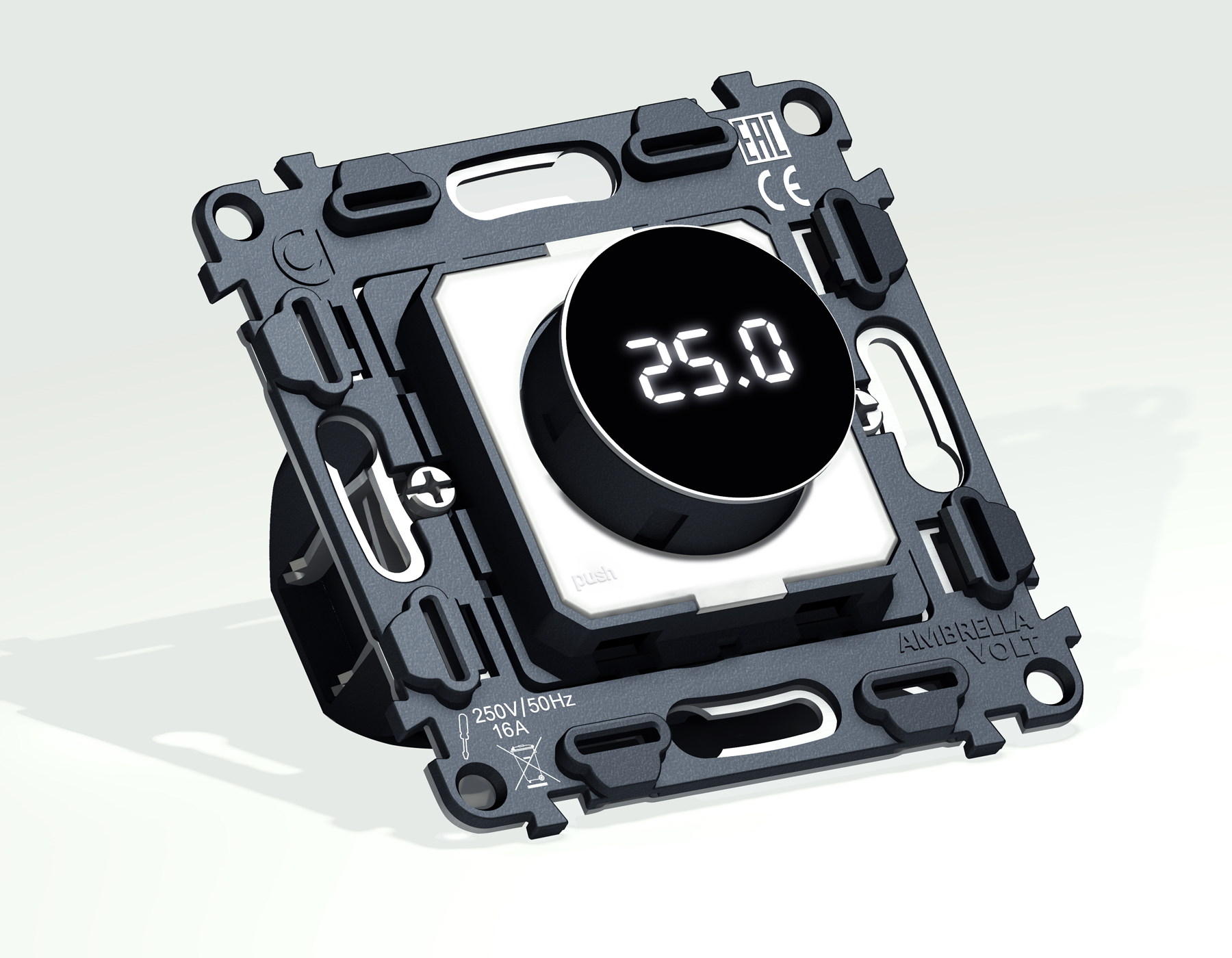 VM1385 Механизм терморегулятора с цифровым дисплеем с подсветкой и датчиком для теплого пола 16A-250