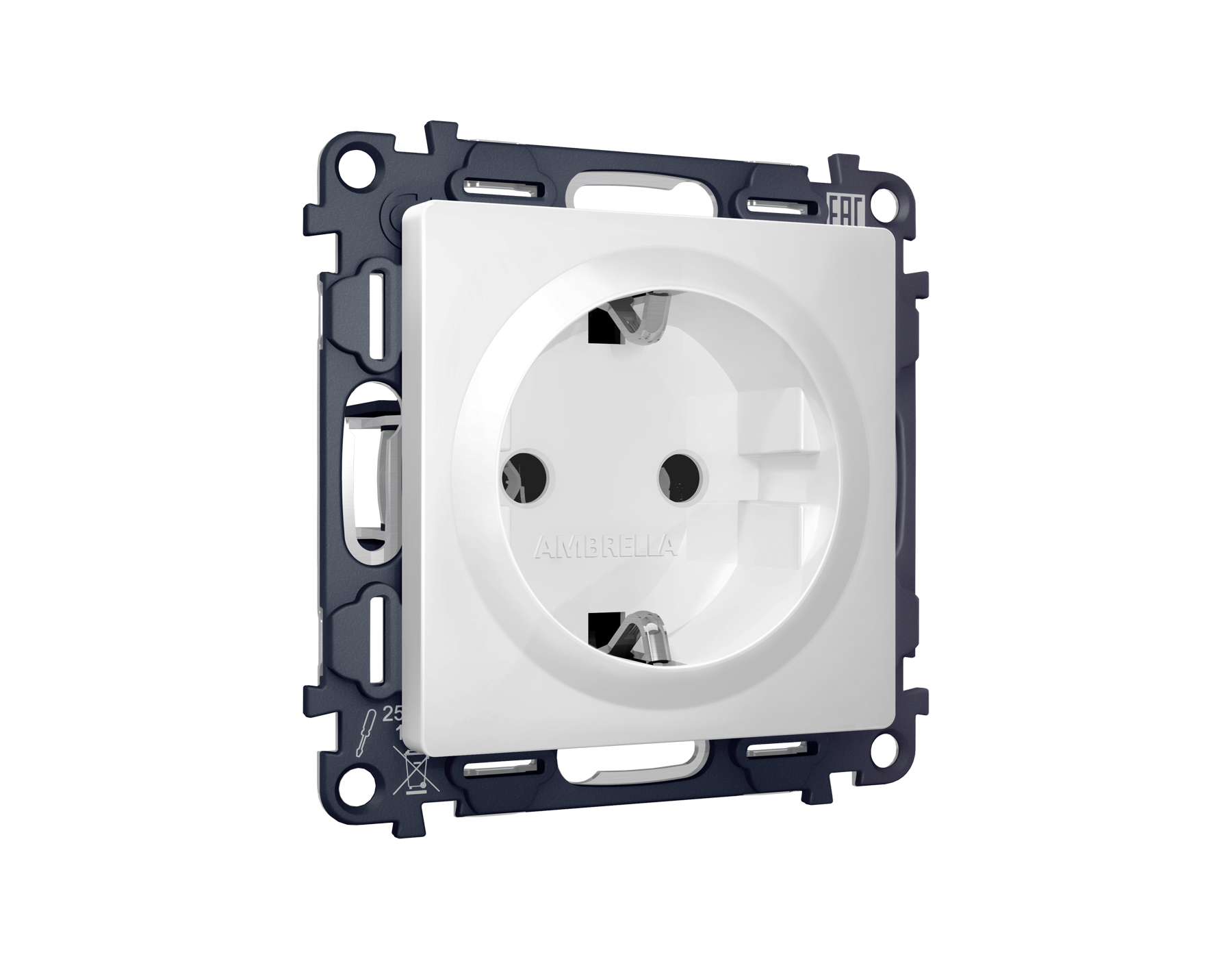 MA126010 Комплект механизма электр розетки ALFA Белый матовый с/з винт зажимах QUANT(AP1260,VM141)