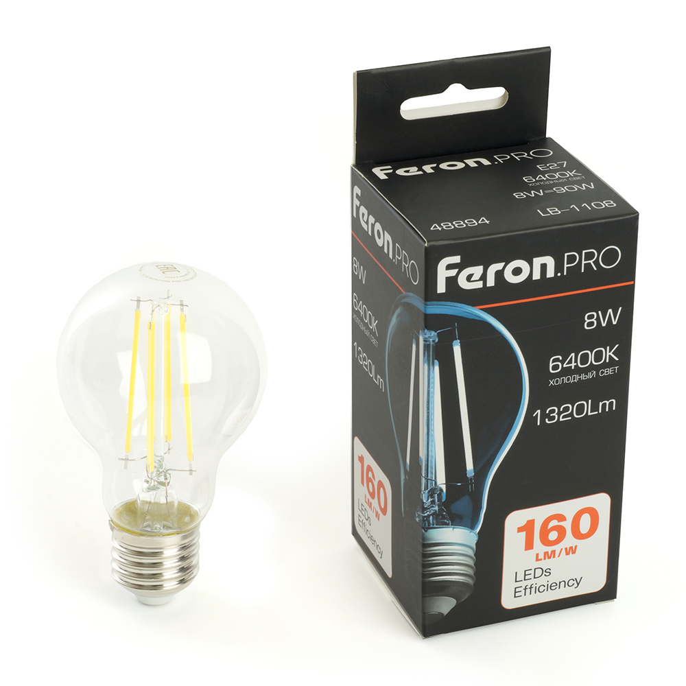 Лампа светодиодная FERON PRO LB-1108 1320LM 8W 175-265V E27 6400K