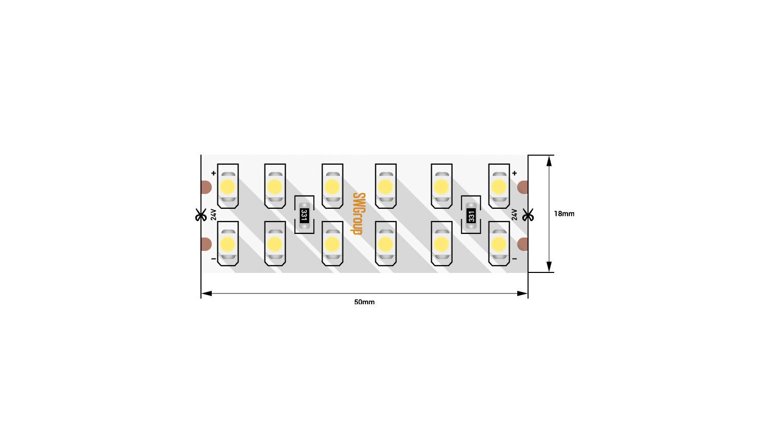 Лента светодиодная SWG SWG2240-24-19.2-NW-M 2835 240 LED/м 19,2 Вт/м 24В IP20 Нейтральный белый