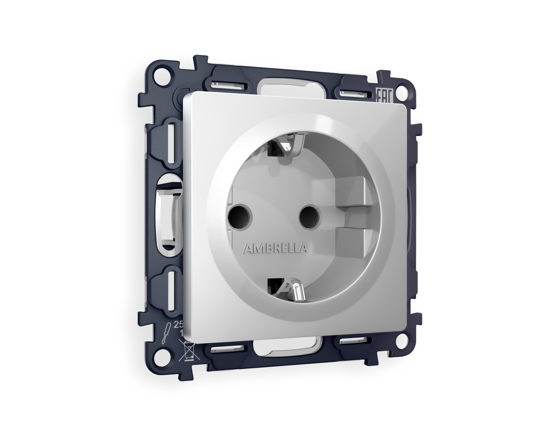 MA407010 Комплект механизма электр розетки ALFA Серебро глянец с/з с шторками QUANT (AP4070,VM141)