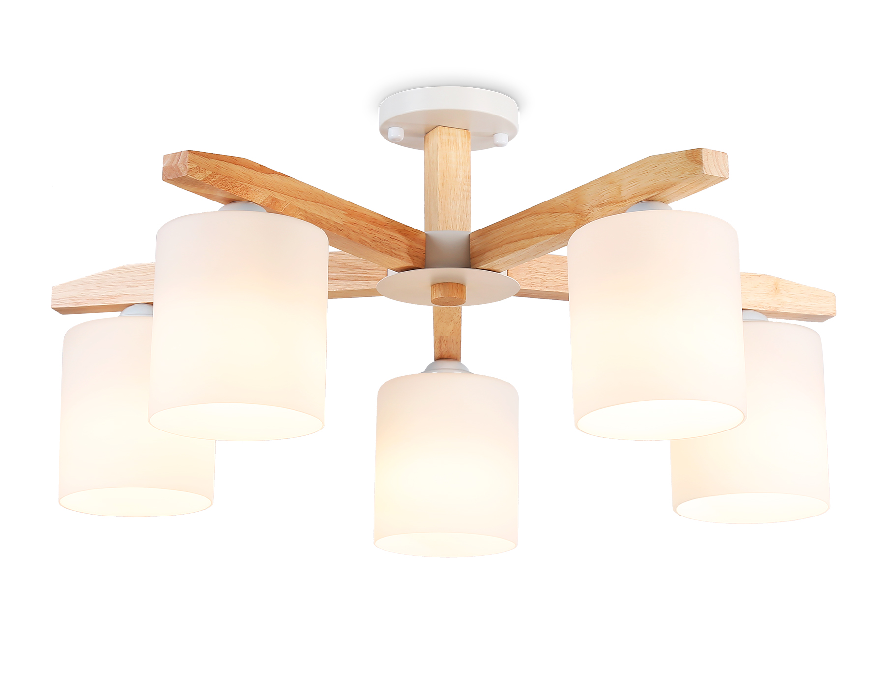 Люстра подвесная Ambrella TR83113/5 WH/LW белый/светлое дерево E27/5 max 40W D700*325