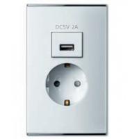 Розетка 220V 16A с зарядным устройством USB DC5V 2A. Parthenon White