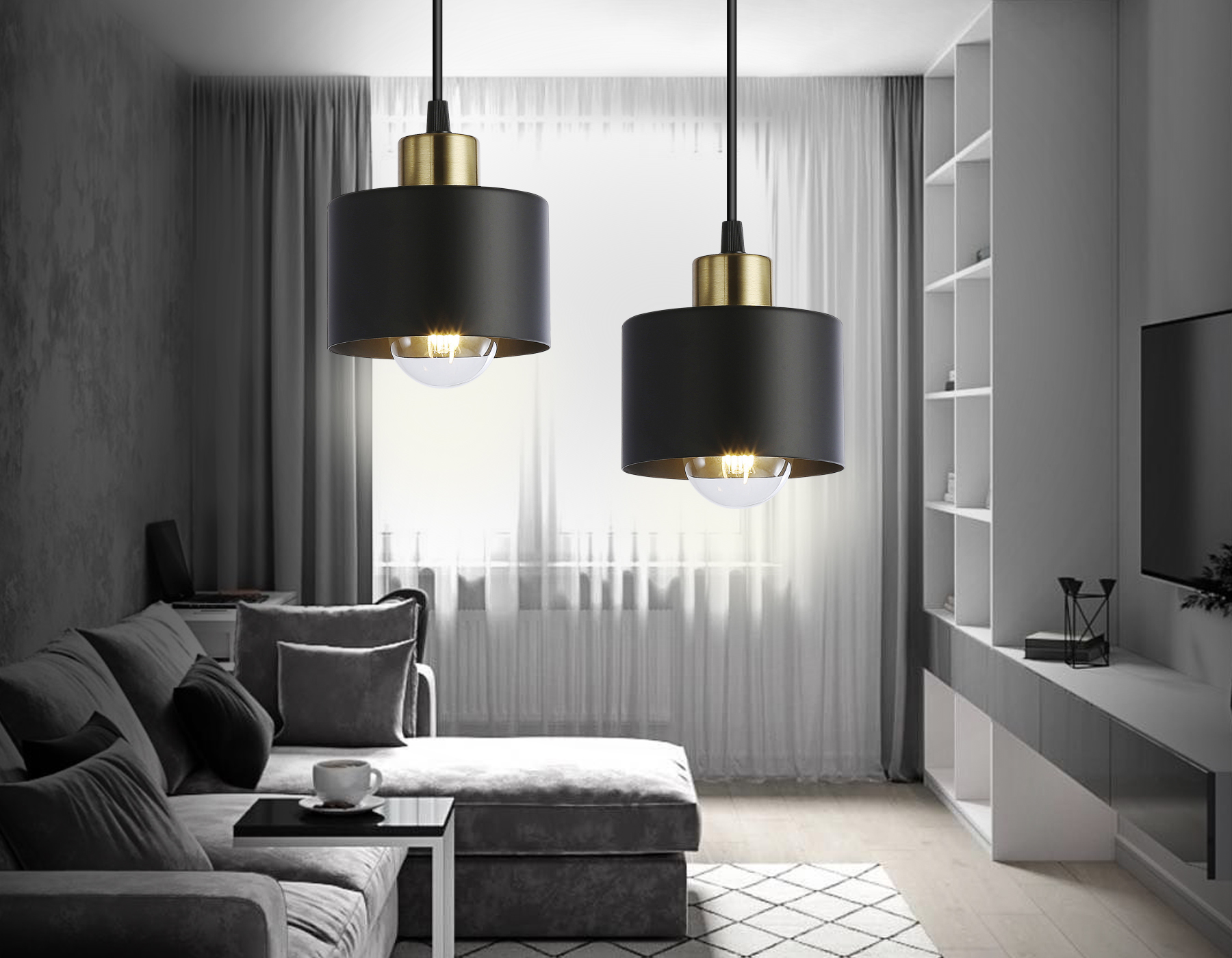 Светильник подвесной в стиле лофт Ambrella TR8113 BK/BS черный/латунь E27 max 40W D120*940