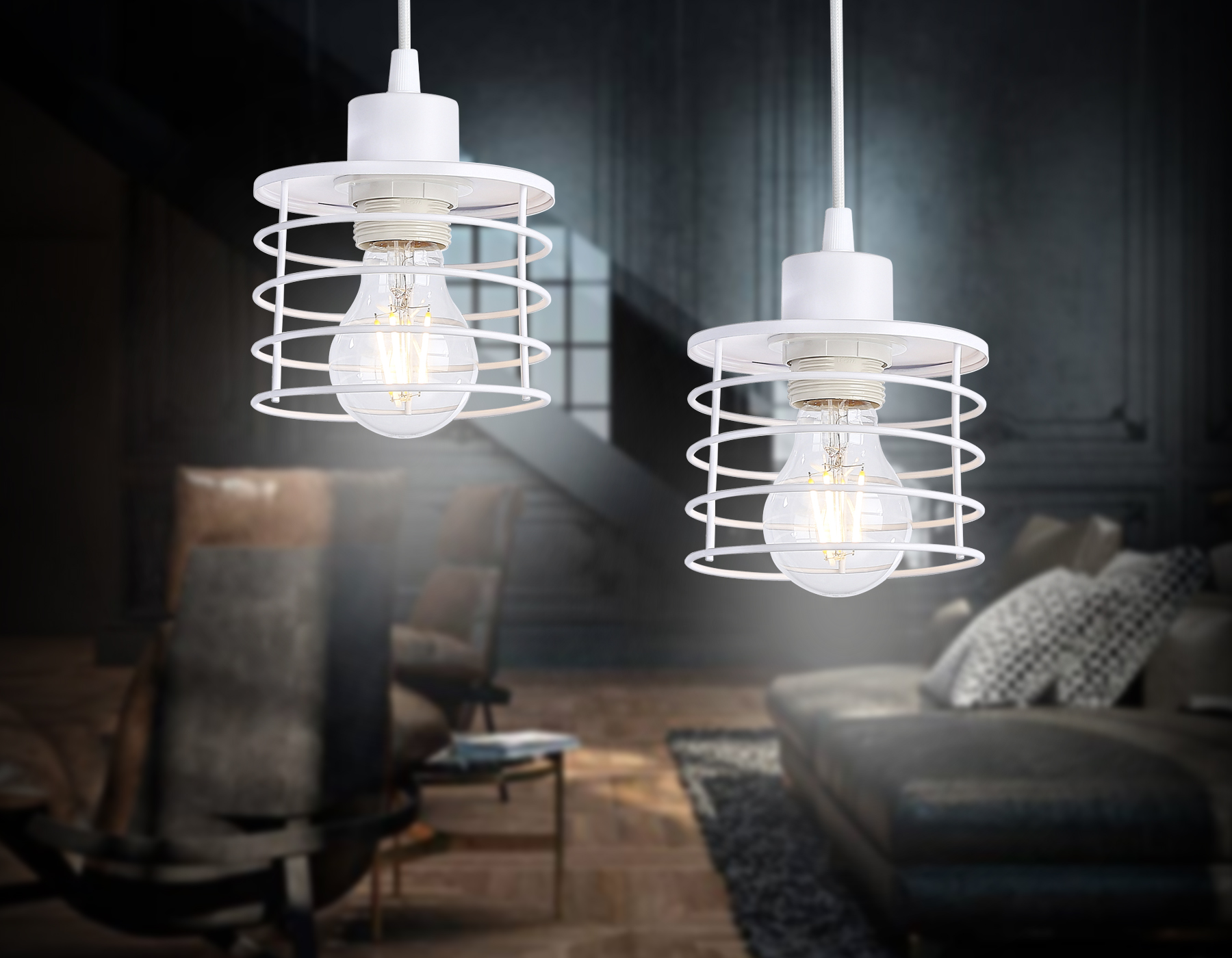 Светильник подвесной в стиле лофт Ambrella TR8065 WH белый E27 max 40W D120*950