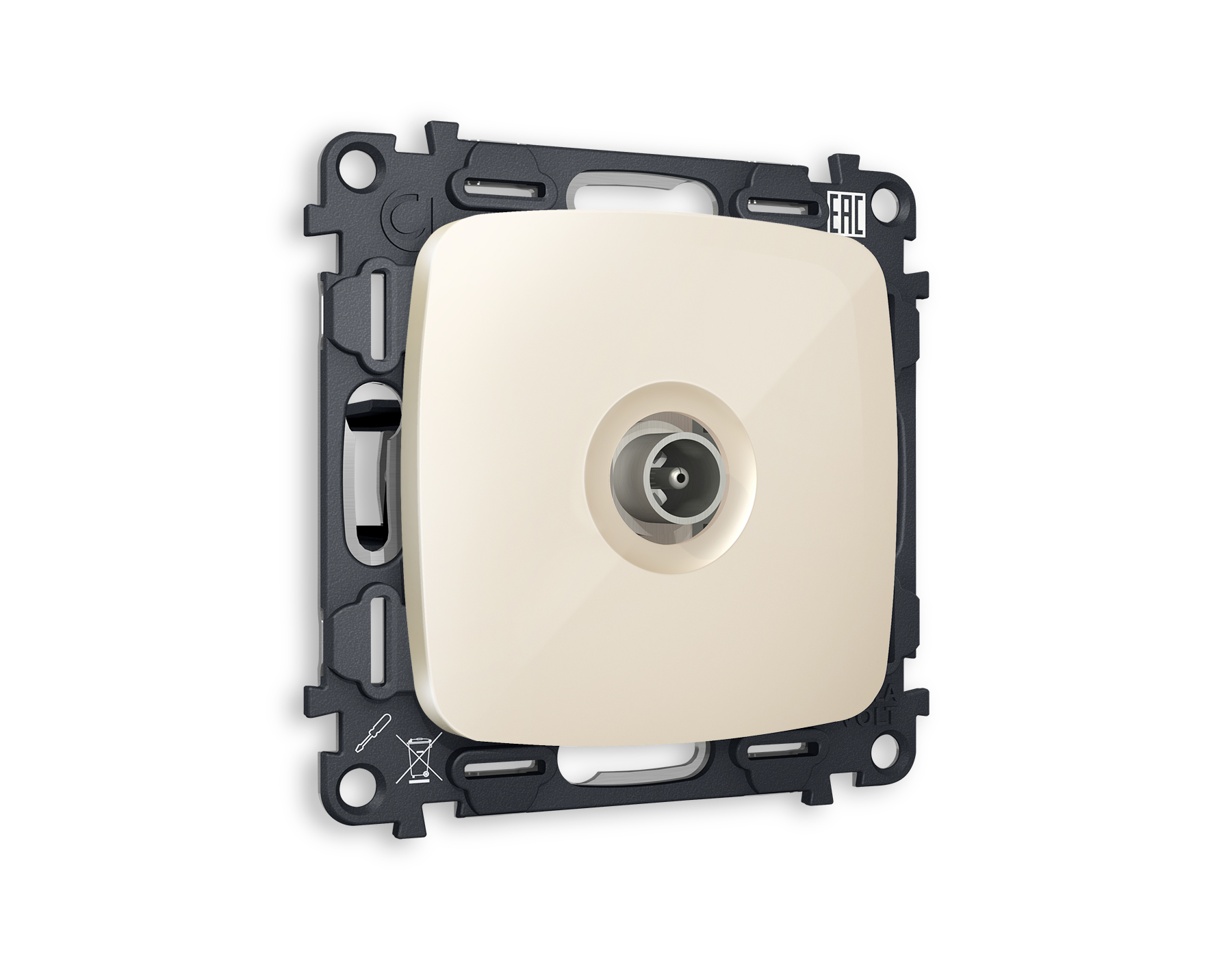 MO313030 Комплект механизма TV розетки прох OMEGA Бежевый глянец 5-1000 MHz 4dB QUANT(OP3130,VM211)