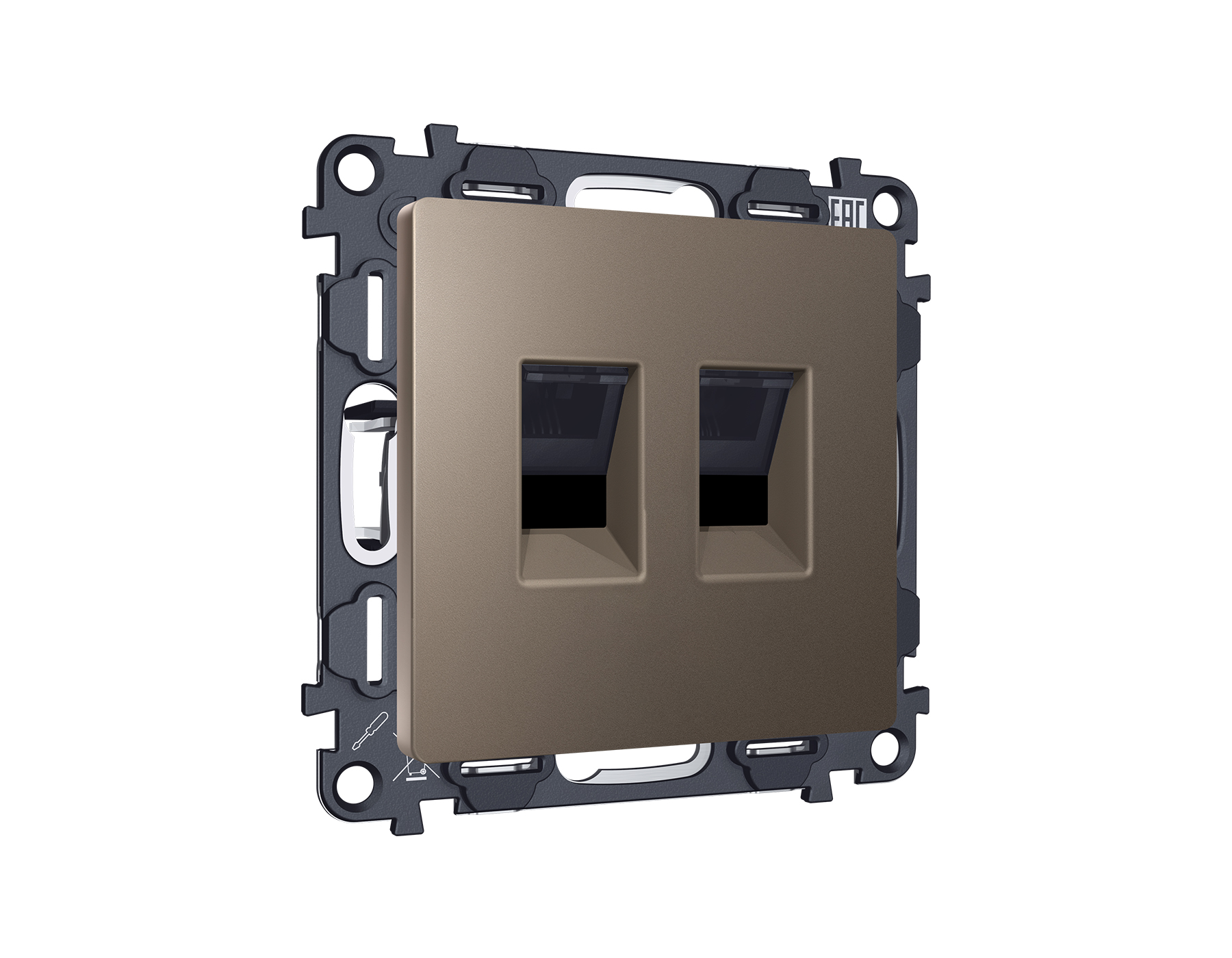 MA642110 Комплект мех-ма компьютерной двойной розетки RJ-45 с автоматической защитной шторкой ALFA Т