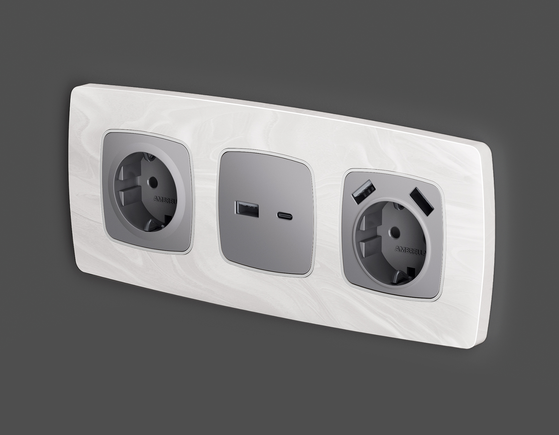 OP5070 Лицевая панель OMEGA (Сталь матовый) для электрической розетки с/з со шторками QUANT