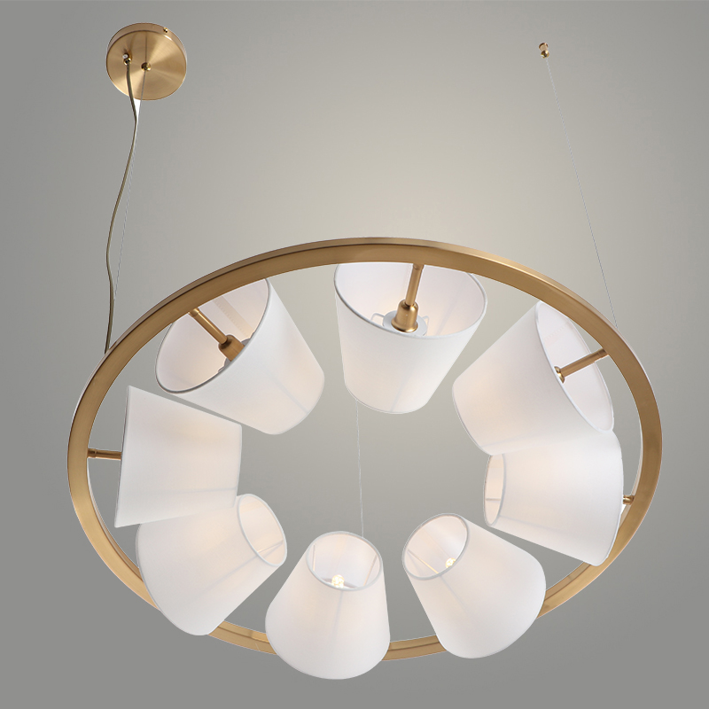 Люстра 15713/8 ANB бронза/белый абажур 8x30W G9 d720 h770, STR24