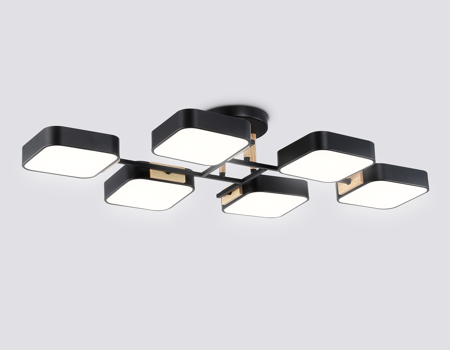 Светильник светодиодный AMBRELLA FL4887/6 BK/WD черный/дерево 108W 3000-6000K 850*430*140 (без ПДУ)