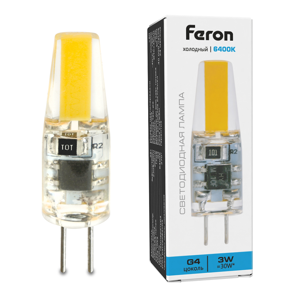 Лампа светодиодная FERON LB-423 (3W) 230V G4 6400K JC 