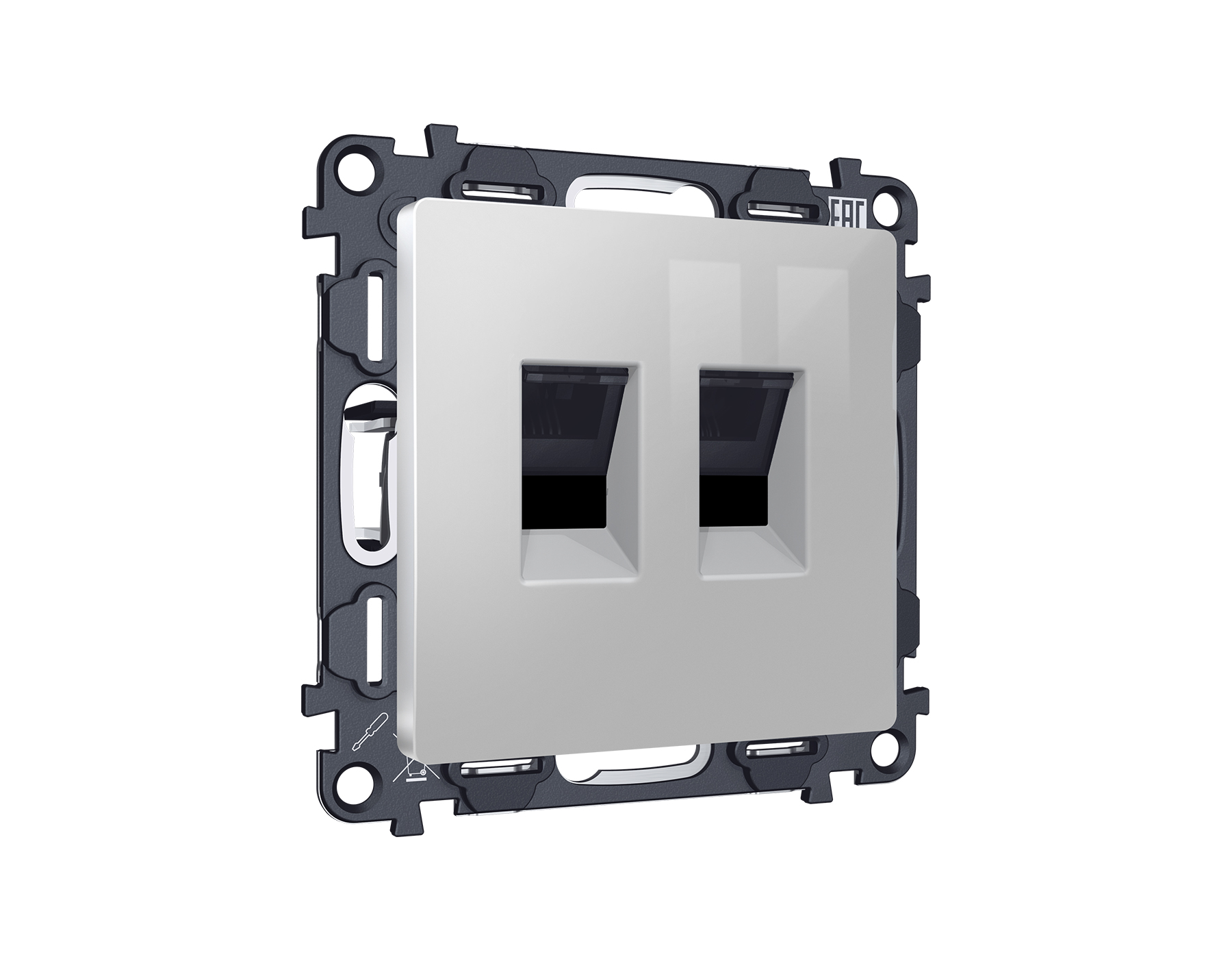 MA412110 Комплект механизма компьютерной двойной розетки RJ-45 (8P8C) CAT6 с автоматической защитной