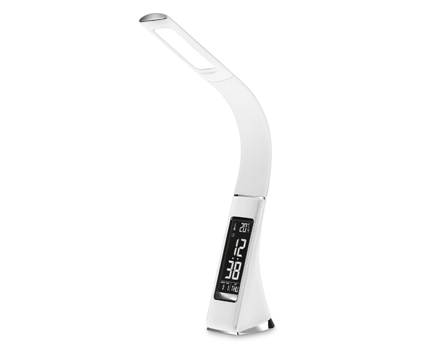 Светодиодная настольная лампа AMBRELLA DE508 WH белый LED 3000-6400K 6W+LCD 2W с дисплеем